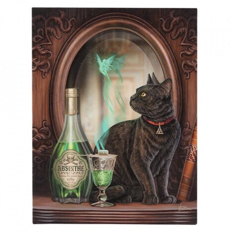 Tablou canvas pisica, Absinthe 19x25cm - Lisa Parker