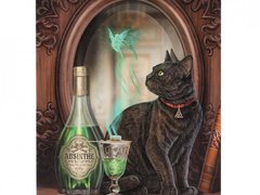 Tablou canvas pisica, Absinthe 19x25cm - Lisa Parker